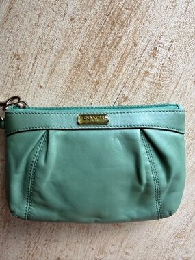 Coach Wristlet Soft Leather Seafoam green Wallet.